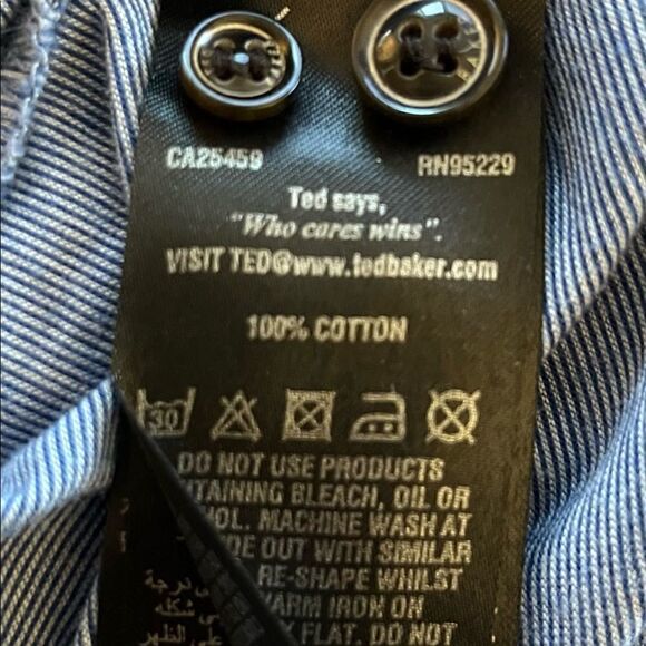 Men's Ted Baker S/S Blue Polo Button Down Size 5 (M) - Picture 9 of 9